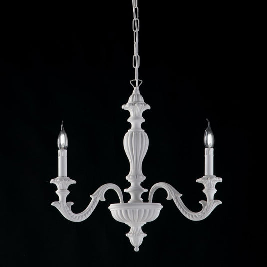 Lustre en bois shabby blanc à trois lumières 43x h57 cm