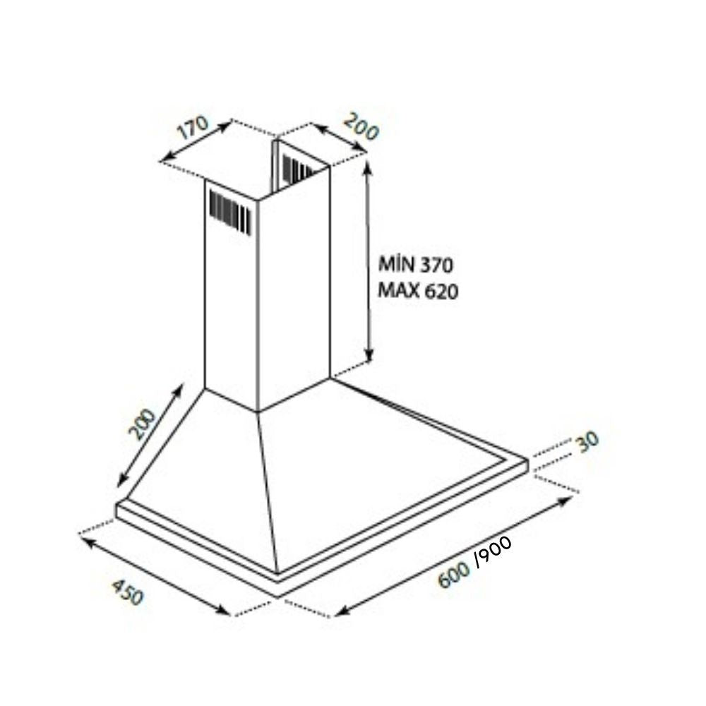 Hotte pyramide 60 cm Eolo 60 noir Samet