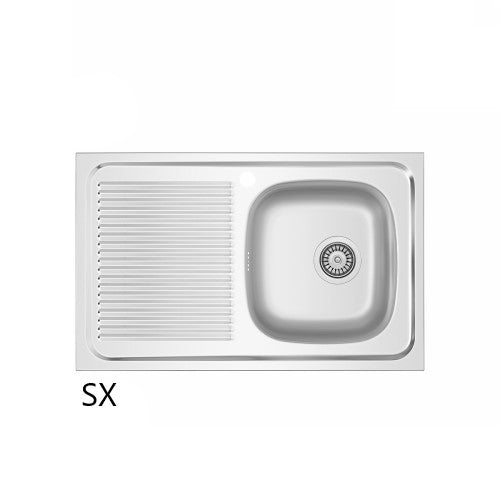 Évier à poser inox 80x50 cm avec égouttoir à gauche