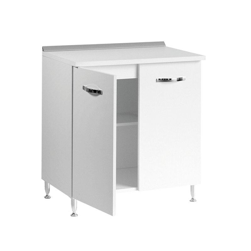 Base de cuisine en frêne blanc avec 2 portes 80x50xH 85 cm