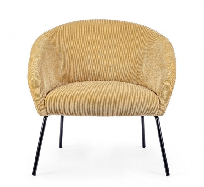 Fauteuil en velours jaune de style design