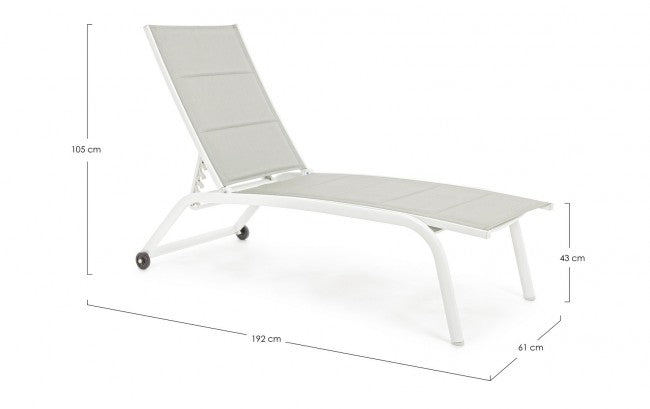 Bain de soleil haut en aluminium blanc avec roulettes Cléopas