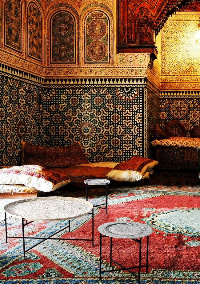 Table basse ronde en métal de style fusion