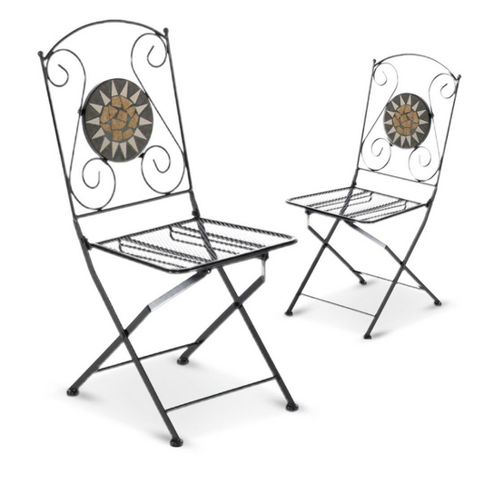 Chaise pliante en fer pour extérieur Noir MUSA 42x55x h95 cm Lot de 2 pièces