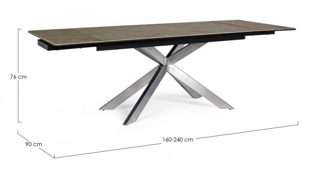 Table extensible en acier céramique Arzachel 160-240 x 90 cm