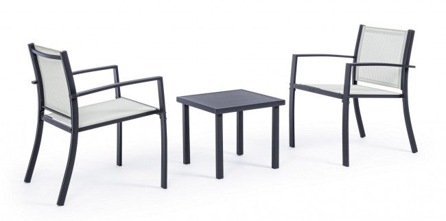 Salon de jardin 3 pièces en métal anthracite Auri