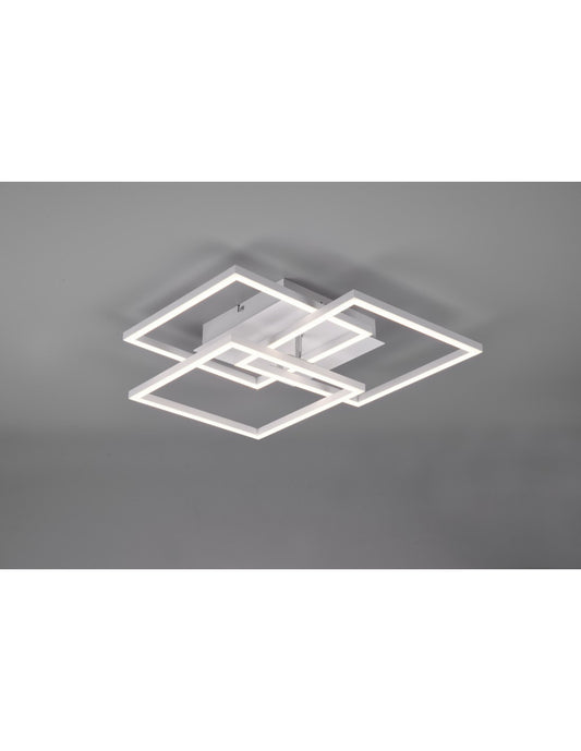 Plafonnier Blanc 3 Carrés Réglables LED Variateur Mobile Trio Lighting