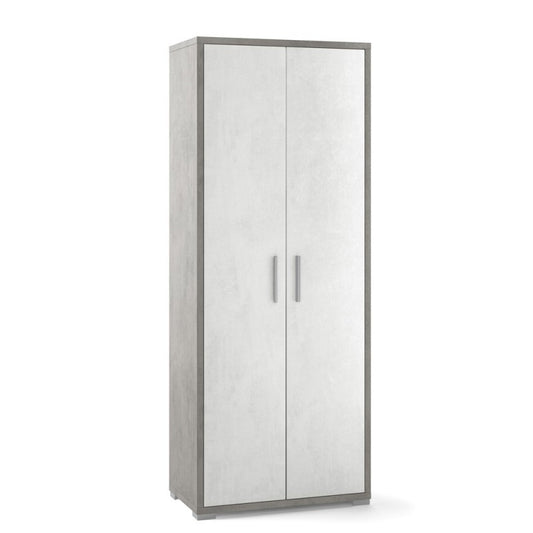 Armoire polyvalente deux portes en ciment blanc 71x41x h182 cm