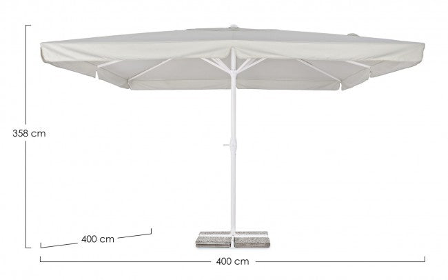 Parasol Alghero en aluminium gris clair blanc