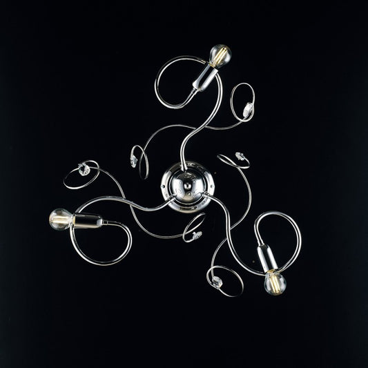 Plafonnier en fer chromé poli avec strass en cristal 3 lumières 47xh.21 cm