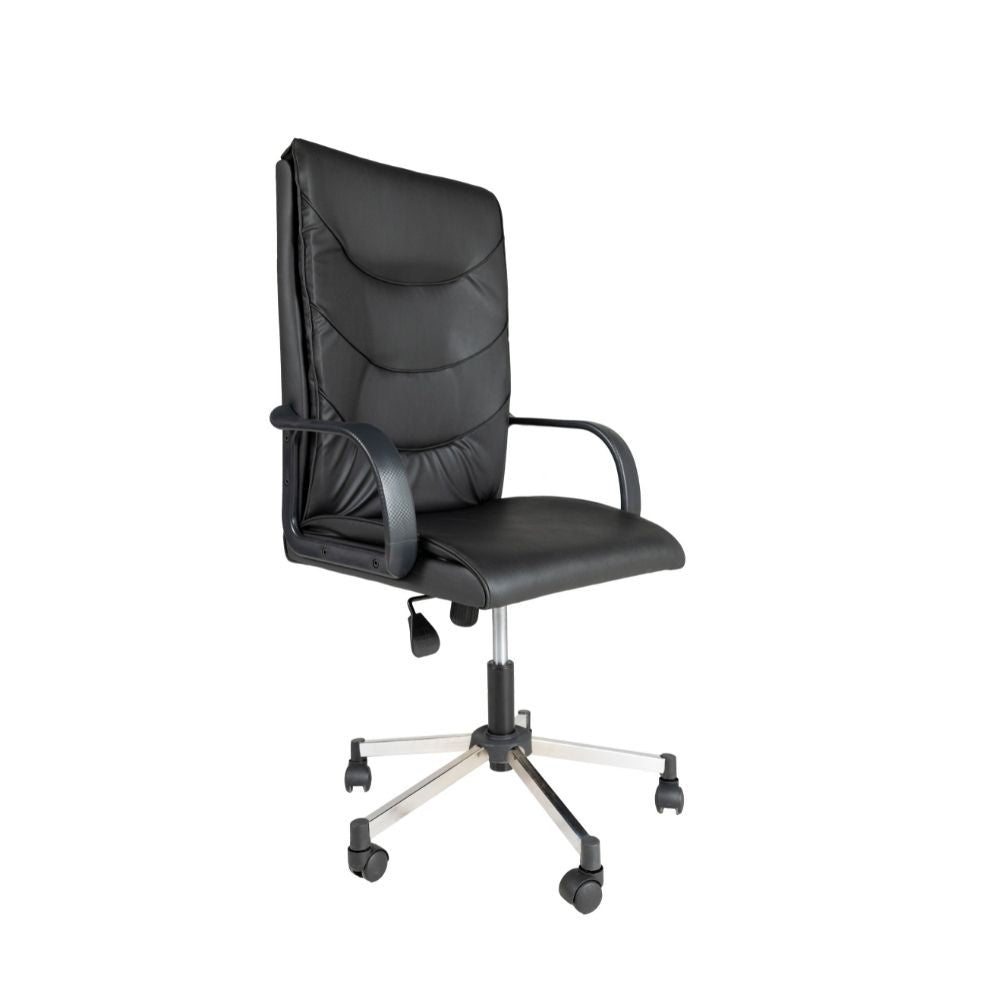 Poltrona direzionale ufficio Makam nera e base cromata EFFEZ