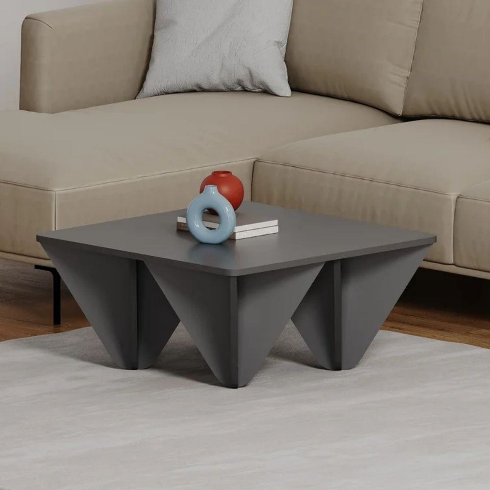 Table design carrée diamant pour salon anthracite