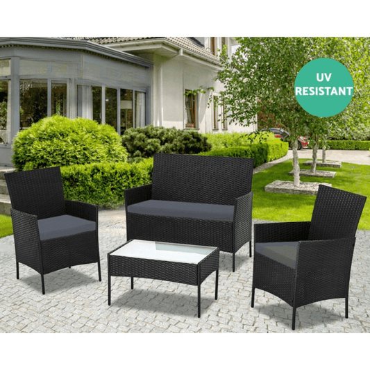 Salon de jardin WRS008 en rotin noir