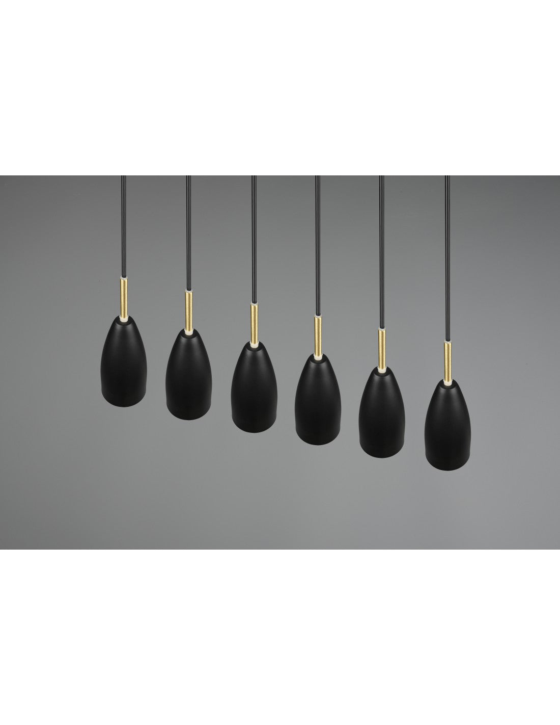 Grande Suspension Linéaire Isola Farin 6 Lumières Noir Trio Lighting
