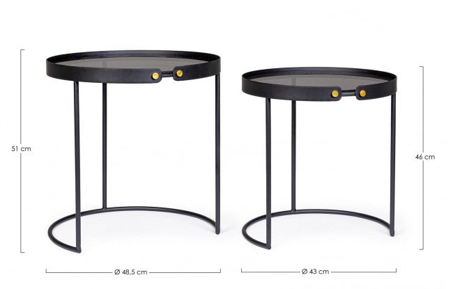 Set de 2 tables basses Zeina en acier noir