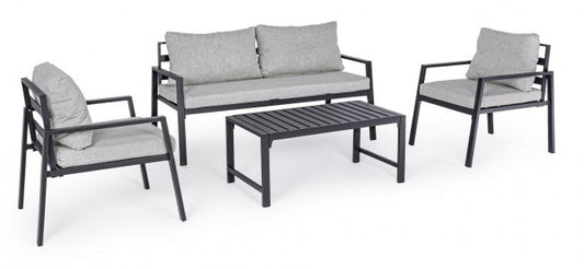 Salon de jardin anthracite avec coussins déhoussables