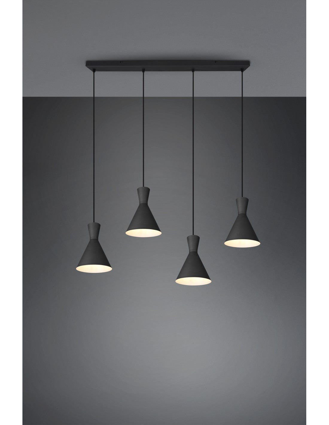Suspension Linéaire Enzo 4xE27 Noir Mat Trio Lighting