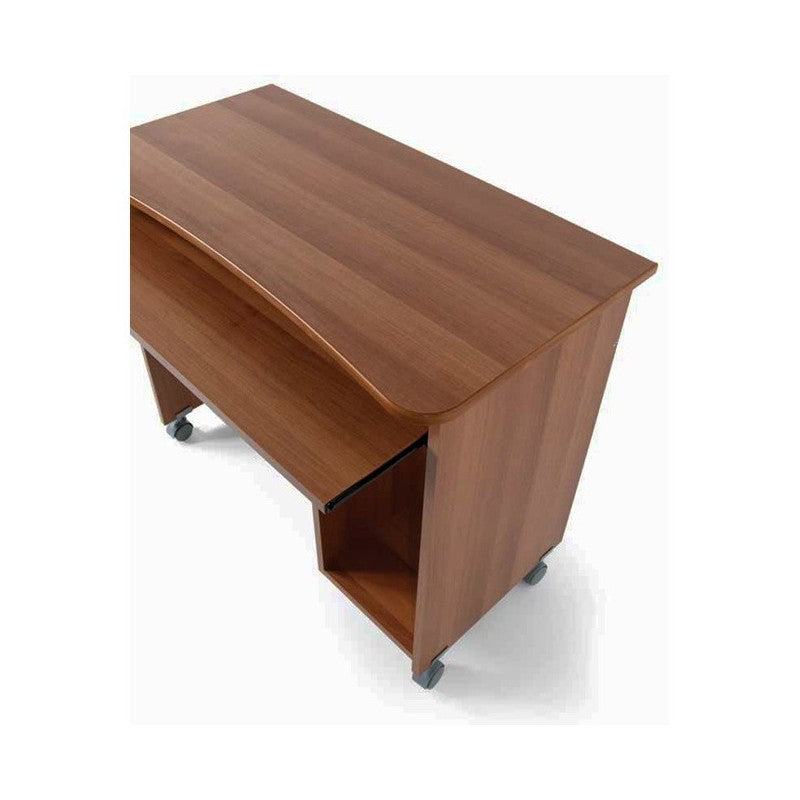 Support ordinateur de bureau ancien en noyer à roulettes H.76 L.93 P.48,5 cm