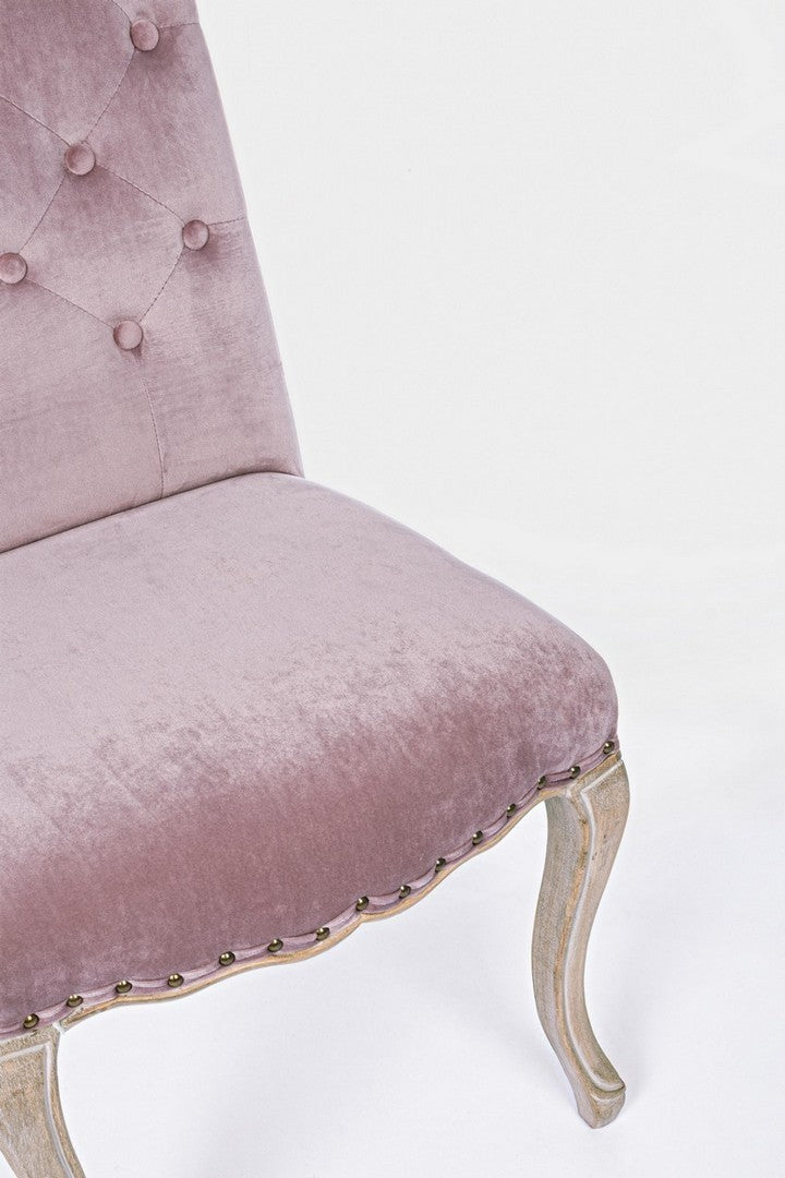 Chaise classique en bois velours rose Diva 51 x 53 x 99 cm