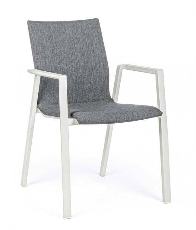 Chaise de jardin d'extérieur empilable blanc gris