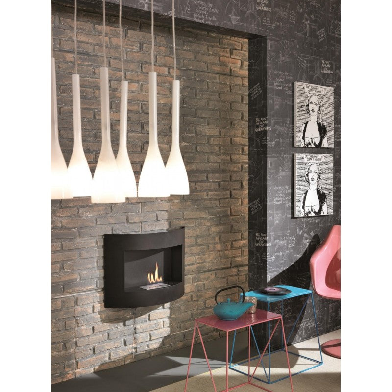 Biocheminée murale design au bioéthanol noire 63 x 15,5 xh 45 cm