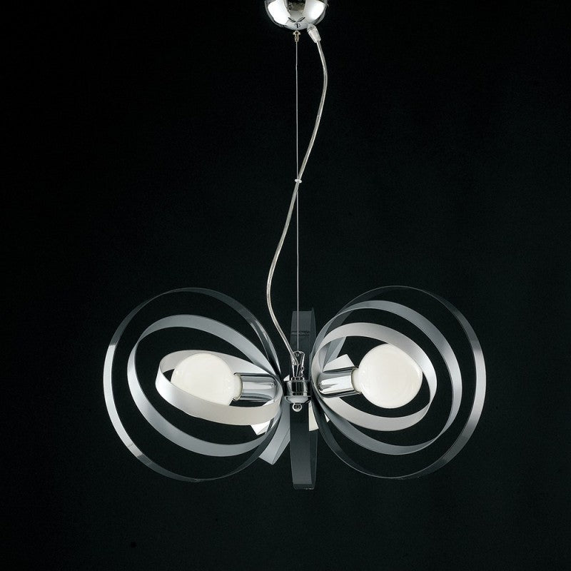 Lustre en fer blanc gris à trois lumières, finition Chrome, 58x h30 cm