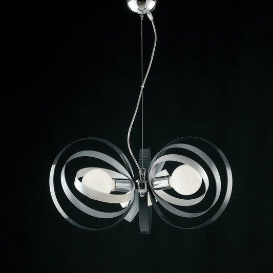 Lustre en fer blanc gris à trois lumières, finition Chrome, 58x h30 cm
