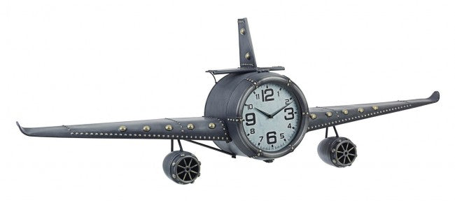 Horloge murale avion en acier de style industriel 143x20x46 cm