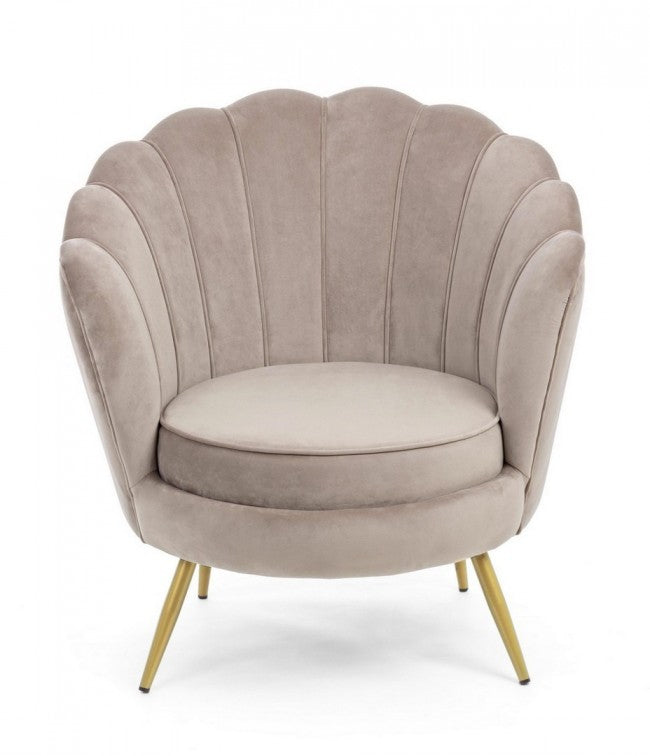 Fauteuil rétro en velours gris clair, modèle paon