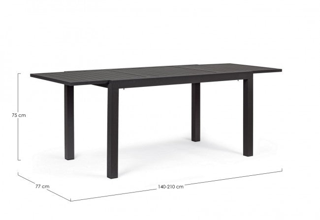 Table d'extérieur extensible en aluminium Anthracite 140-210x77x h75 cm