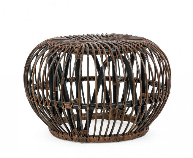 Table basse pouf extérieur en rotin marron DORADAL diamètre 65x h44 cm
