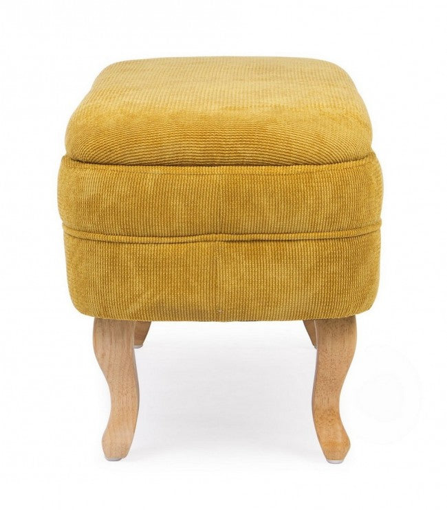 Banc de rangement ouvrant en chenille ocre 102x41x49 cm