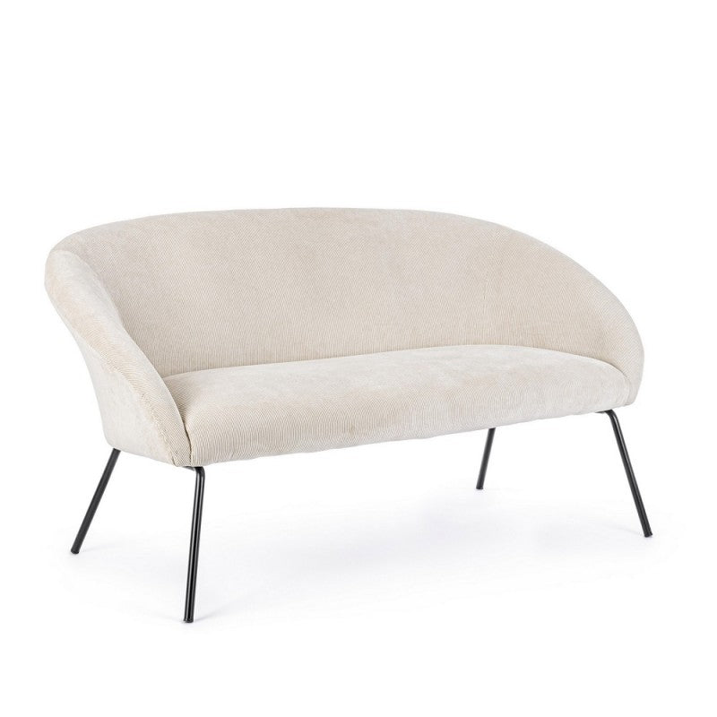 Canapé en acier velours blanc Aiko Velvet 142 x 80 x 75 cm