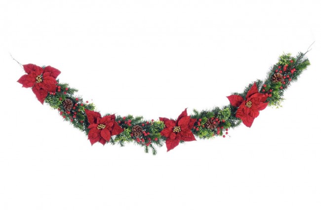 6x Boa Poinsettia Classique Rouge H180