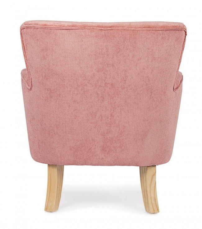 Fauteuil vintage Chenille rembourré en velours rose