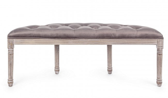 Banc Tilde gris tourterelle en velours de style classique