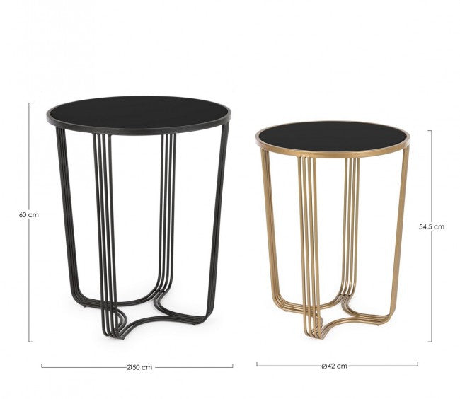 Lot de 2 tables basses en métal style design doré et noir