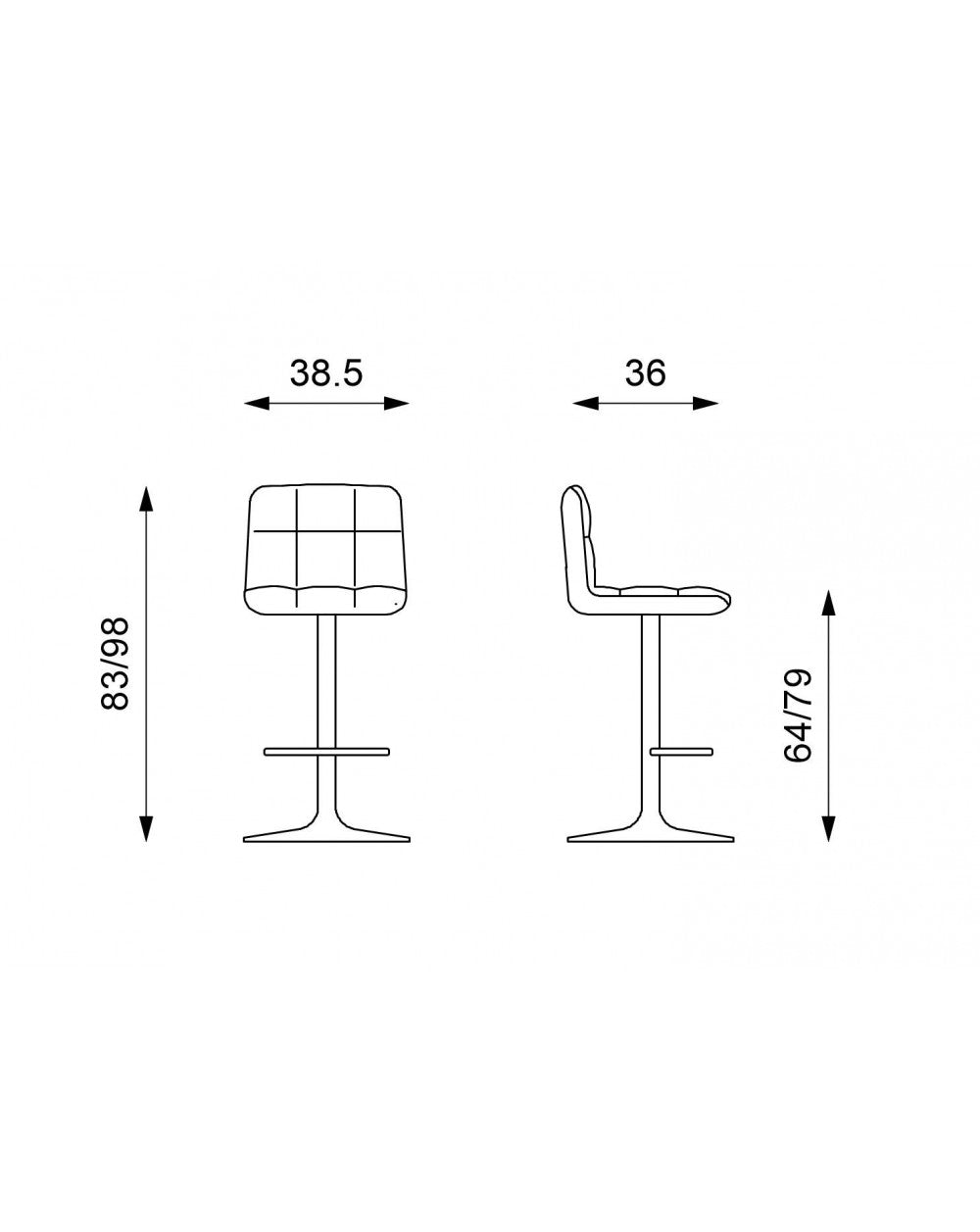 2x tabouret en simili cuir Kurt STS