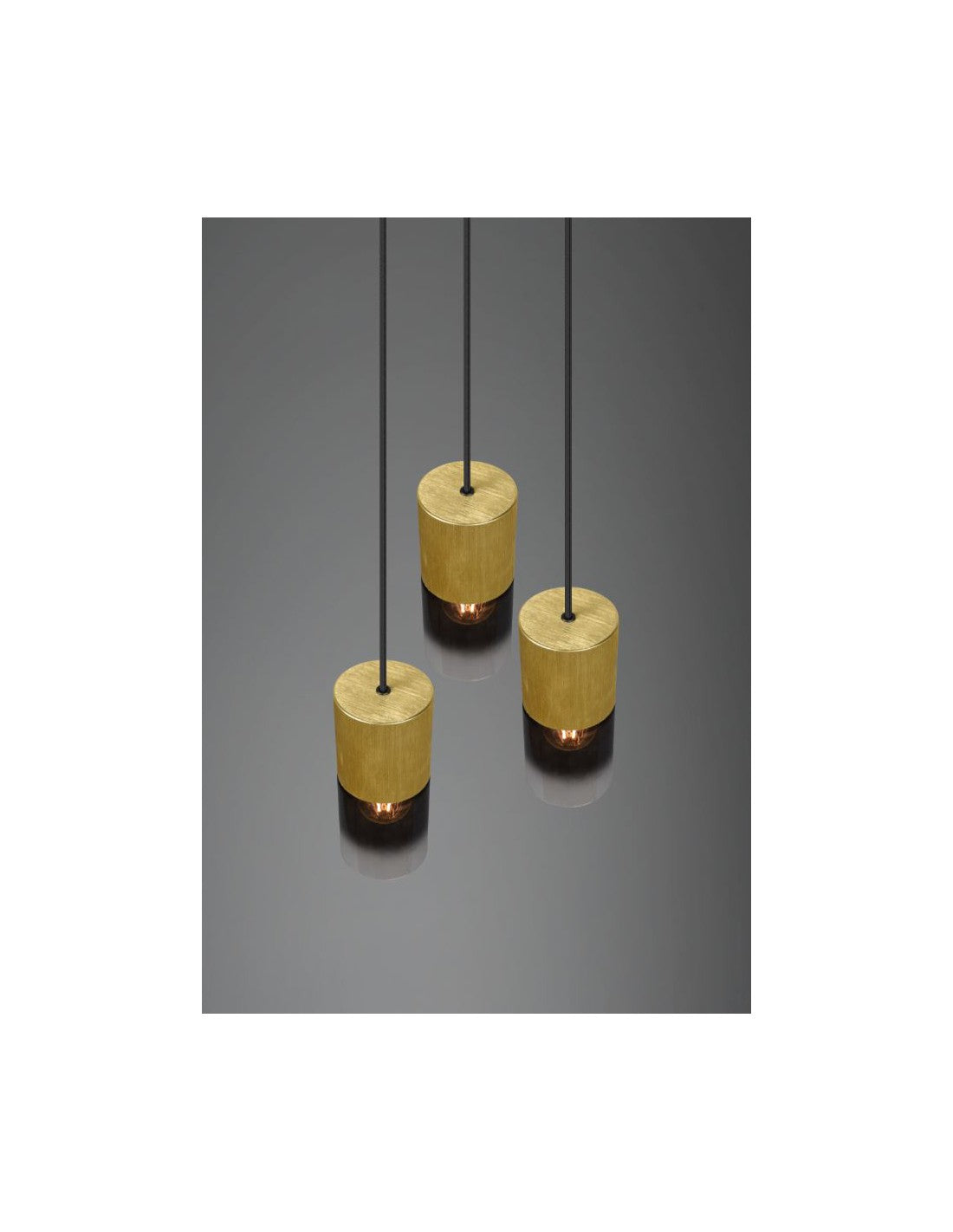 Lustre Rond 3 Lumières Cylindre Laiton Verre Fumé Robin Trio Éclairage