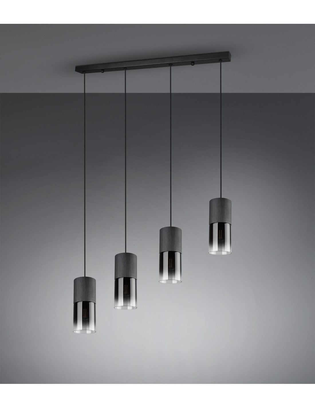 Suspension Vintage 4 x E27 Robin Trio Métal Noir Luminaire