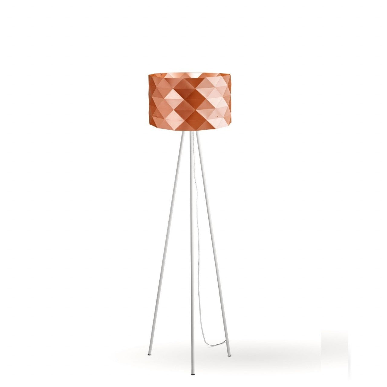 Lampadaire trépied en métal cuivré Cm. 40x146h