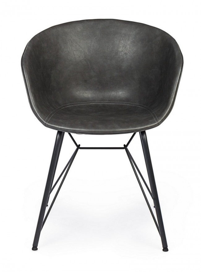 Chaise vintage en éco-cuir anthracite Warhol