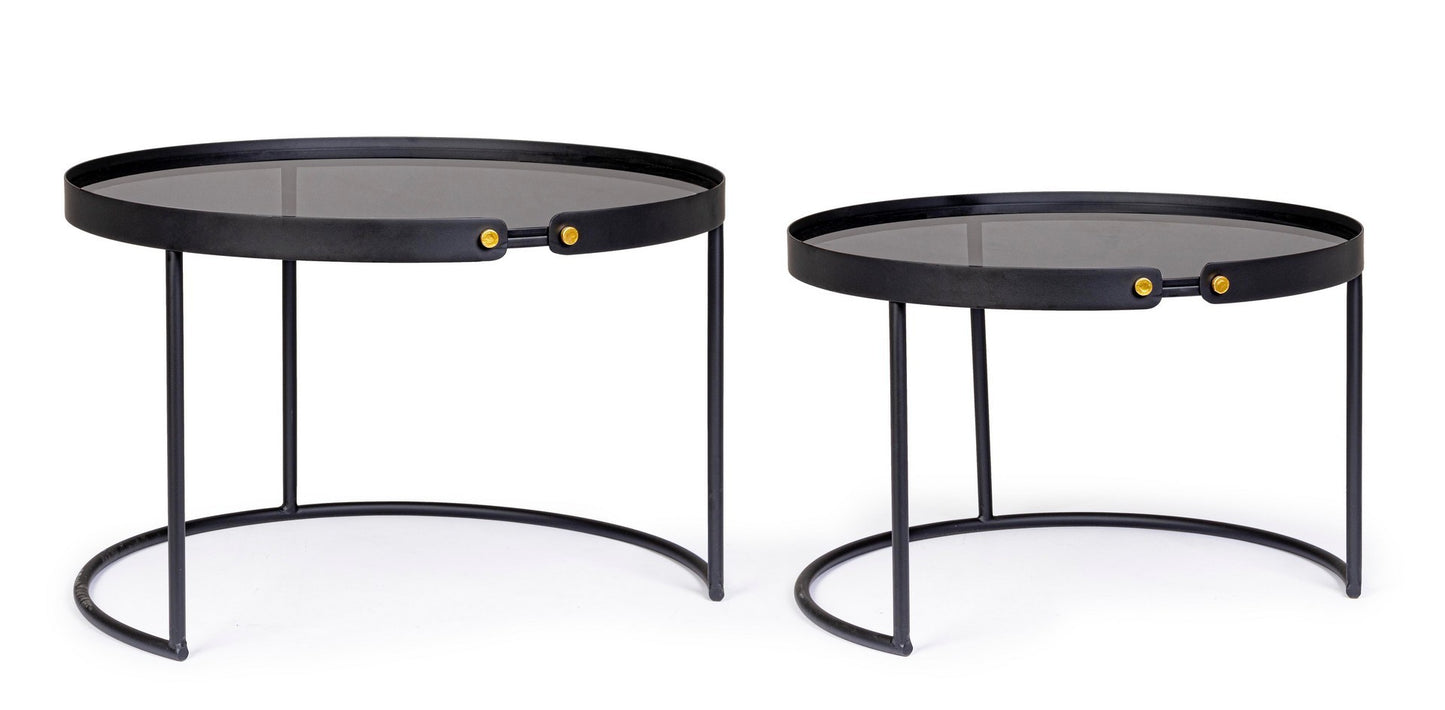 Lot de 2 tables basses modernes Zeina noires