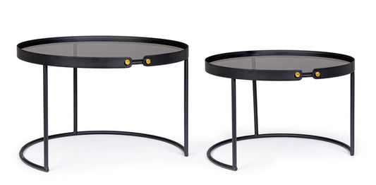 Lot de 2 tables basses modernes Zeina noires