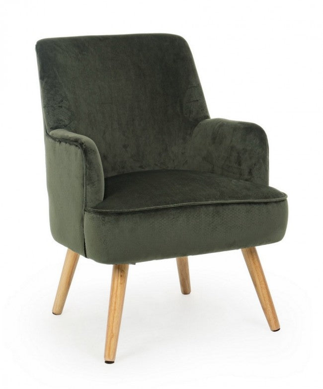 Fauteuil de salon vintage en velours Vert Foncé ADELINE 60x67x h79 cm
