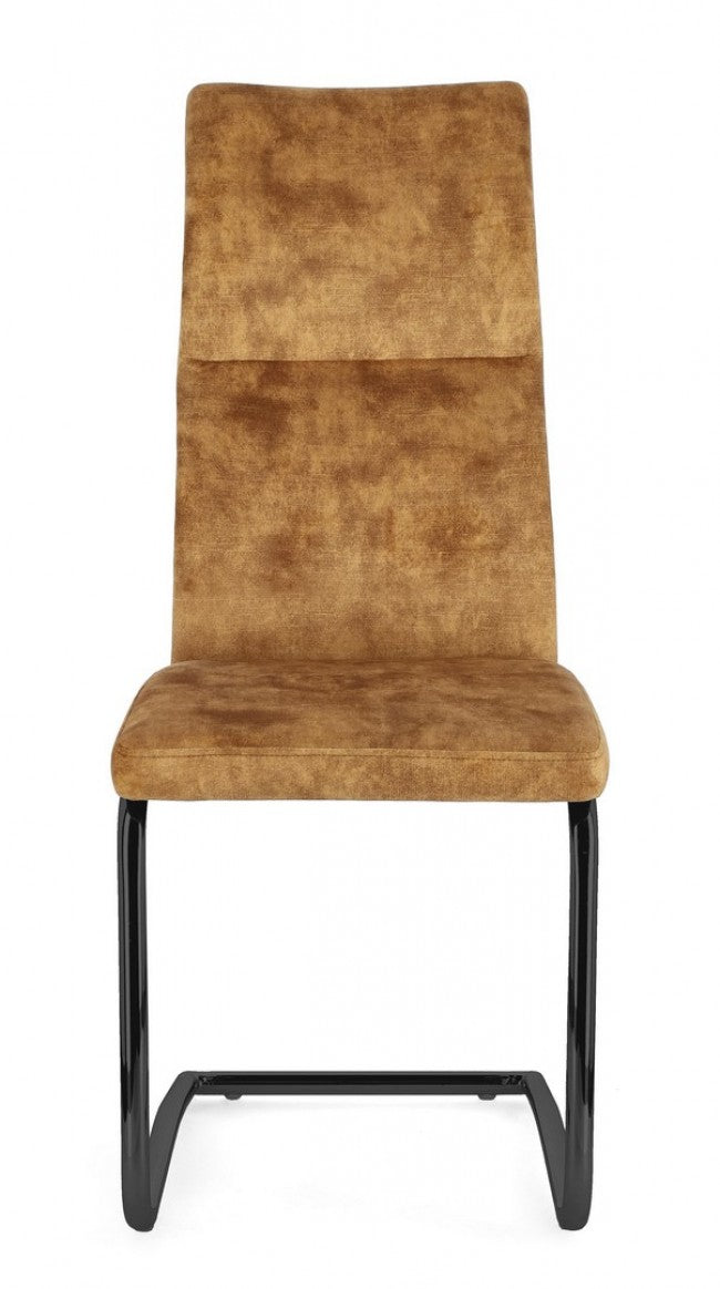 4x chaise Thelma en velours jaune