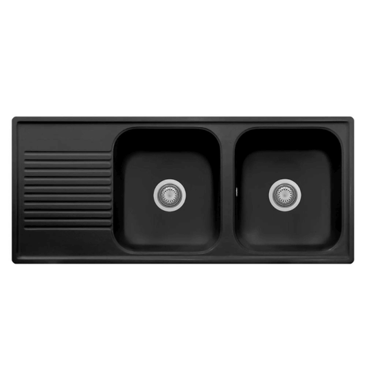 Samet Évier 116x50 2 bacs Granitovero1162vsnep égouttoir noir