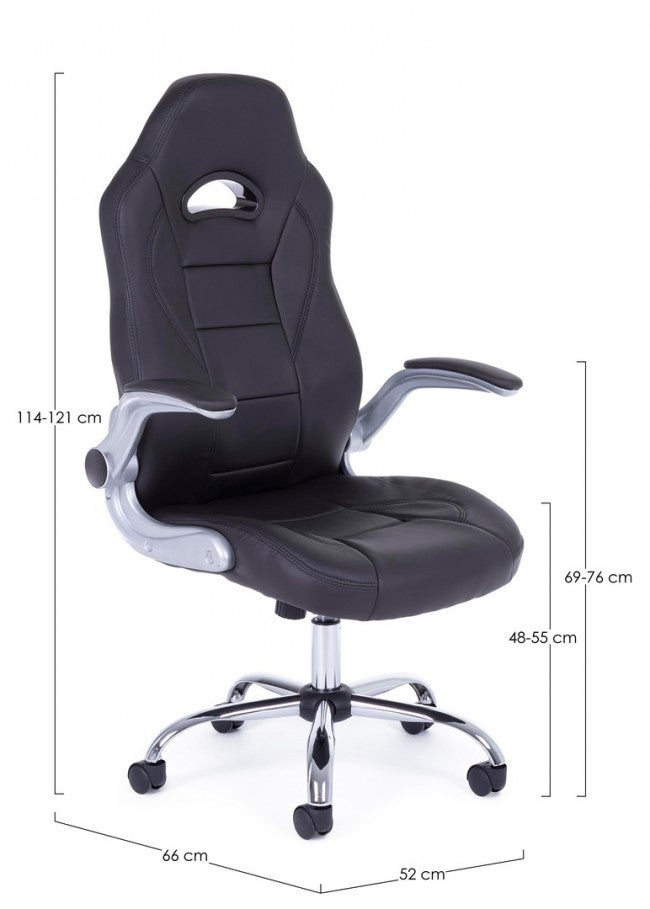 Fauteuil de bureau recouvert de cuir Boneville Noir