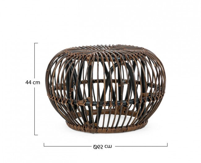 Table basse pouf extérieur en rotin marron DORADAL diamètre 65x h44 cm