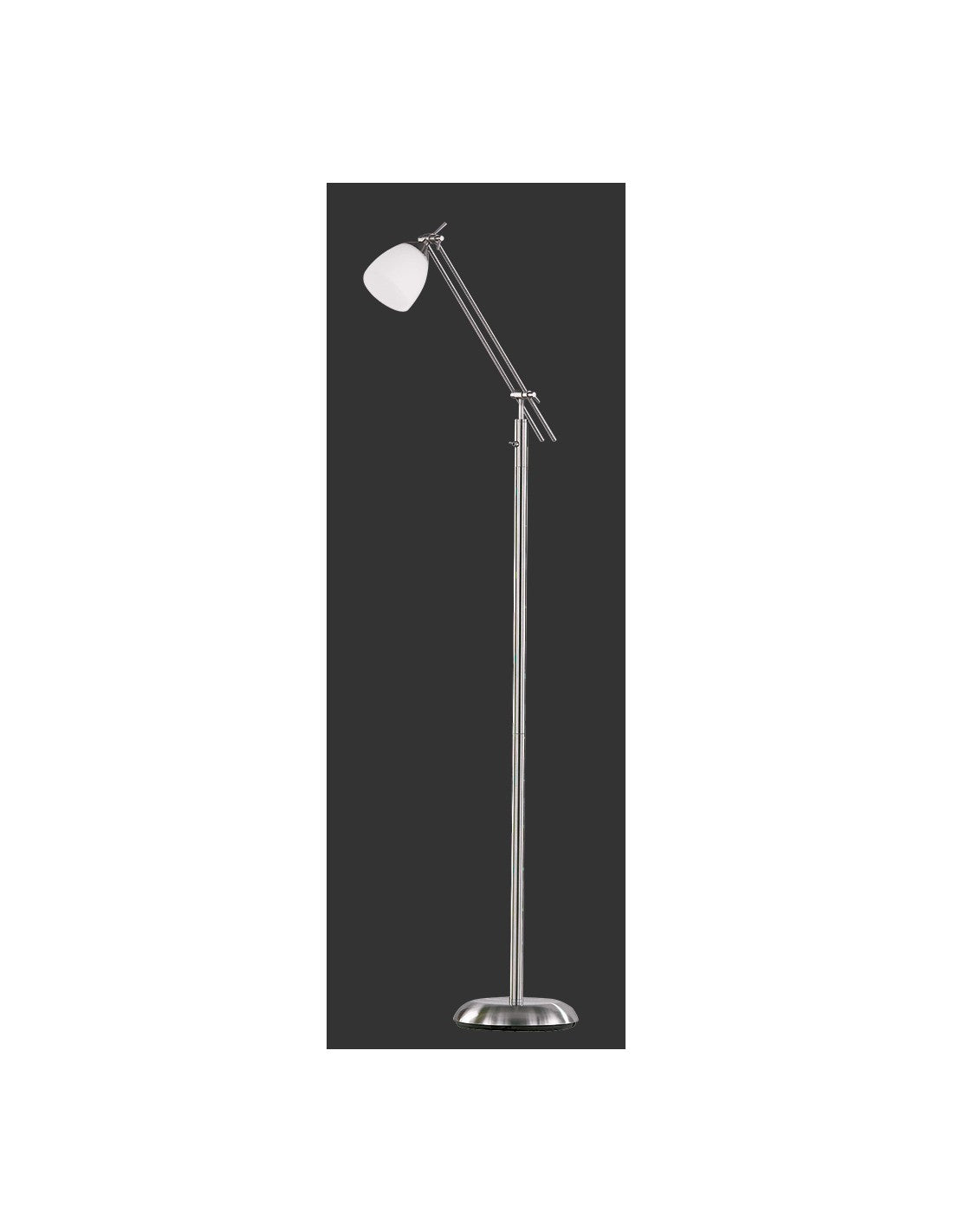 Lampadaire Icaro Nickel Et Spot Blanc Verre Mat H165 cm Trio Lighting